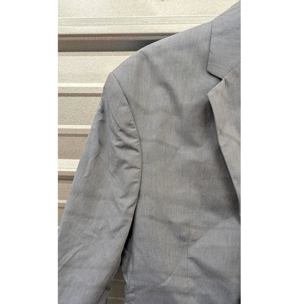 Banana Republic Tailored Fit Mini Stripe Blazer Light Blue Cotton Jacket- 42R